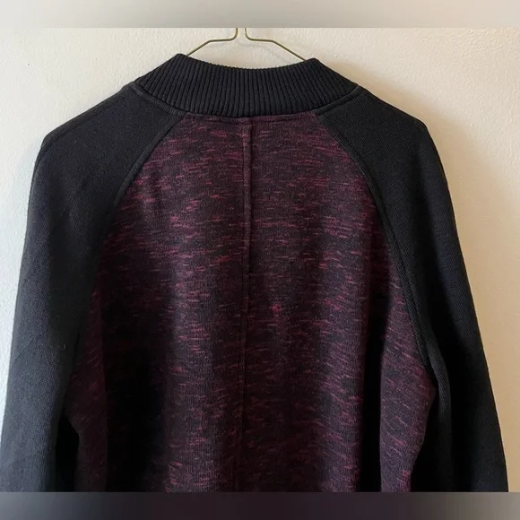 Aritzia Wilfred Varsity Bomber Jacket Size 8 Wool & Cotton Blend Black/ Maroon - Picture 5 of 12